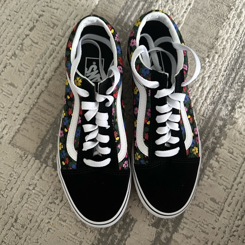 Vans Old Skool Floral Black Multicolor Sneakers Women’s Size 7.5